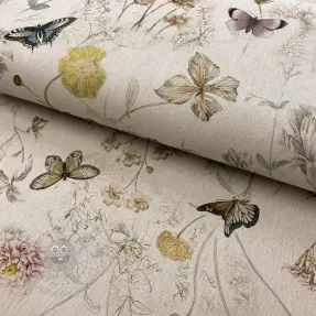 Tkanina dekoracyjna Linenlook Butterfly dreamy flower digital print