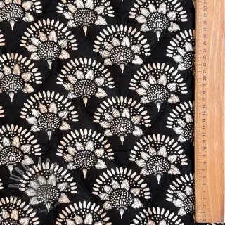 Bawełniana tkanina VOILE STEPPED Bouquet flowers balck digital print