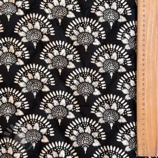 Bawełniana tkanina VOILE STEPPED Bouquet flowers black digital print