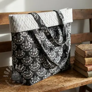 Bawełniana tkanina VOILE STEPPED Bouquet flowers balck digital print