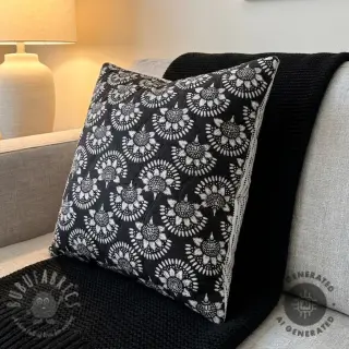 Bawełniana tkanina VOILE STEPPED Bouquet flowers black digital print