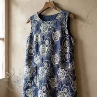 Bawełniana tkanina JEANS EMBROIDERY Niva design A