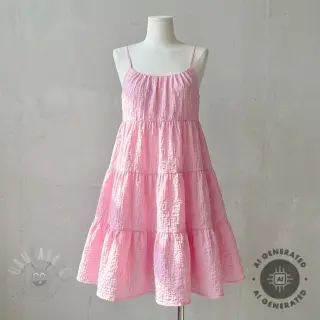 Bawełniana tkanina SMOGGED EMBROIDERY light pink