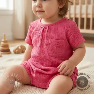 Bawełniana tkanina SMOGGED EMBROIDERY pink
