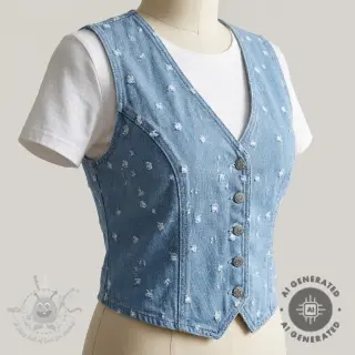 JEANS DENIM 6 OZ Uneven Small Holes light blue