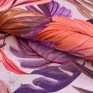 Tkanina wiskozowa z lnem Painted leaves