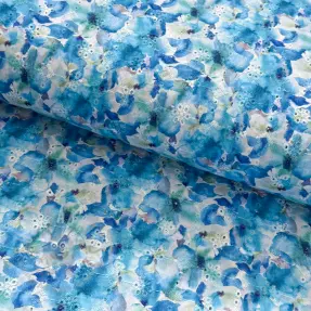 Bawełniana tkanina EMBROIDERY Viola blue digital print