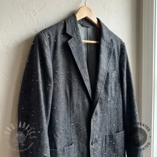 JEANS DENIM 6 OZ Uneven Small Holes black