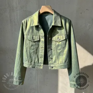 JEANS DENIM 8,5 OZ STRETCH WASHED metallic green