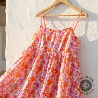 Bawełniana tkanina EMBROIDERY Viola peach digital print