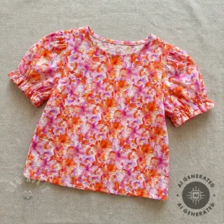 Bawełniana tkanina EMBROIDERY Viola peach digital print