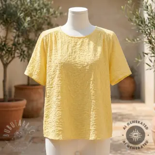Bawełniana tkanina SMOGGED EMBROIDERY yellow