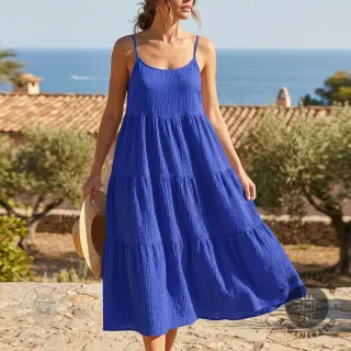 Bawełniana tkanina SMOGGED EMBROIDERY cobalt