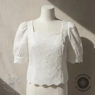 Bawełniana tkanina EMBROIDERY Catchy Flowy white