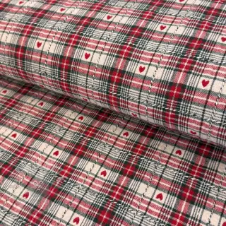 Tkanina dekoracyjna jacquard Villars ecru rouge
