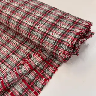 Tkanina dekoracyjna jacquard Villars ecru rouge