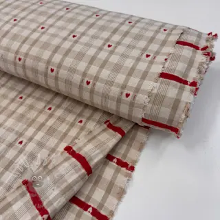 Tkanina dekoracyjna jacquard Ollon ficelle rouge