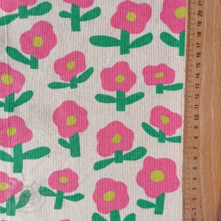 Jersey RIB JENNIFER BOURON Flowers natural pink ORGANIC