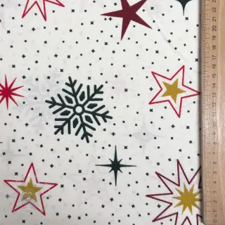 Tkanina dekoracyjna premium Magic star red gold
