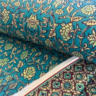 Tkanina elastyczny aksamit VELVET QUILT Flowers abstract petrol