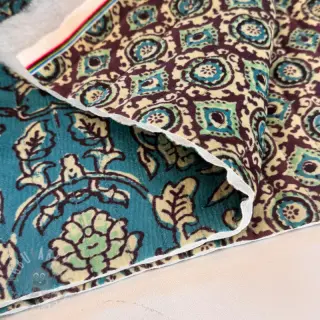 Tkanina elastyczny aksamit VELVET QUILT Flowers abstract petrol