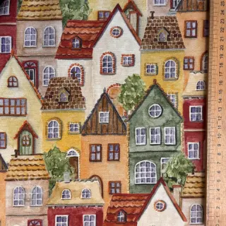 Tkanina dekoracyjna premium Rustic village house digital print