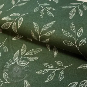 Tkanina dekoracyjna Linenlook Elegant leaf branch army
