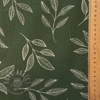 Tkanina dekoracyjna Linenlook Elegant leaf branch army