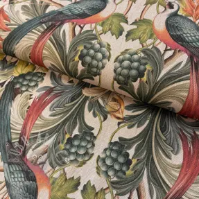 Tkanina dekoracyjna Linenlook Leafy paradise bird digital print