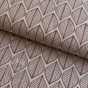 Tkanina dekoracyjna Linenlook Leaf line minimalist wine