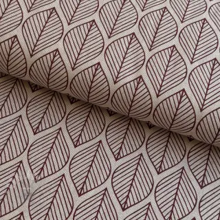 Tkanina dekoracyjna Linenlook Leaf line minimalist wine