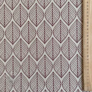 Tkanina dekoracyjna Linenlook Leaf line minimalist wine