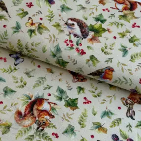 Tkanina dekoracyjna premium Animal forest dream beige digital print