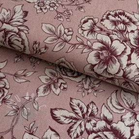 Tkanina dekoracyjna Linenlook Elegant rose bloom wine