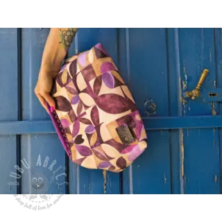 Tkanina dekoracyjna SLUB Abstract flowie aubergine digital print