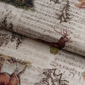 Tkanina dekoracyjna Linenlook Forest deer song digital print