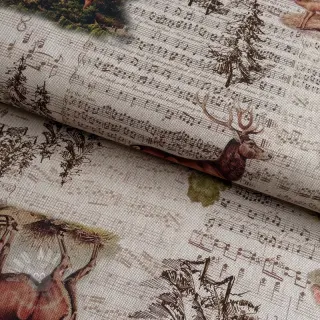 Tkanina dekoracyjna Linenlook Forest deer song digital print