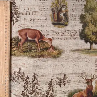 Tkanina dekoracyjna Linenlook Forest deer song digital print