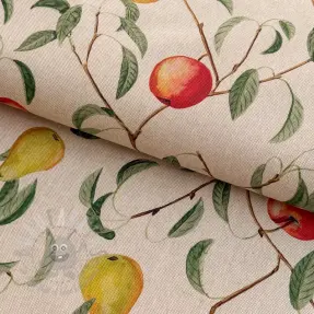 Tkanina dekoracyjna Linenlook Apple pear branch digital print