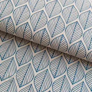 Tkanina dekoracyjna Linenlook Leaf line minimalist denim