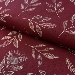 Tkanina dekoracyjna Linenlook Elegant leaf branch wine