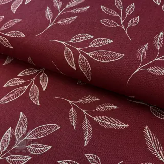 Tkanina dekoracyjna Linenlook Elegant leaf branch wine
