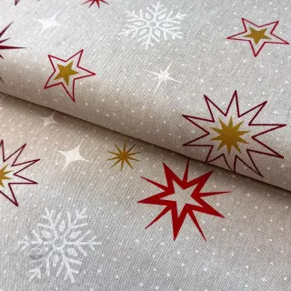 Tkanina dekoracyjna Linenlook Magic star red gold