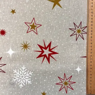 Tkanina dekoracyjna Linenlook Magic star red gold