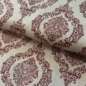 Tkanina dekoracyjna Linenlook Baroque damask charm wine