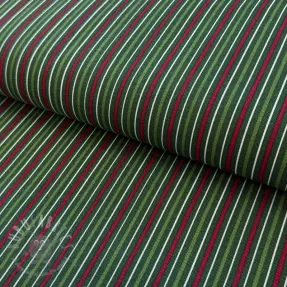 Tkanina dekoracyjna premium Line Xmas stripe army