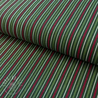 Tkanina dekoracyjna premium Line Xmas stripe army