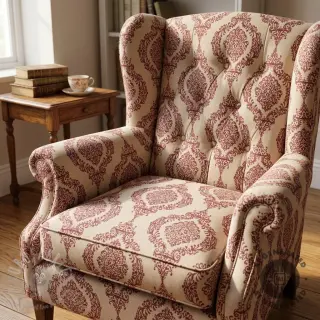 Tkanina dekoracyjna Linenlook Baroque damask charm wine