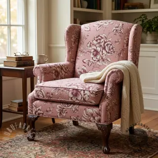 Tkanina dekoracyjna Linenlook Elegant rose bloom wine