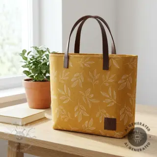 Tkanina dekoracyjna Linenlook Elegant leaf branch yellow